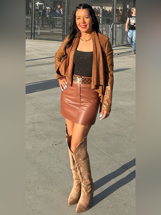 Shoes - Tall Women's Western Heeled Boots - Tan Suede